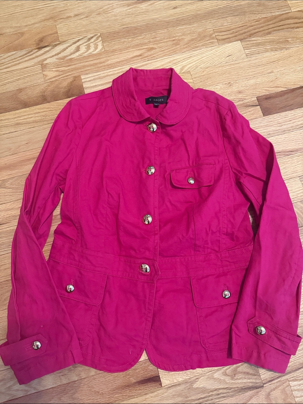 Talbots Deep Pink Button-Front Utility Jacket